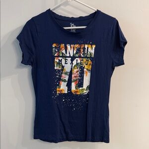 Women's Cancun Graphic Tee - Navy Blue